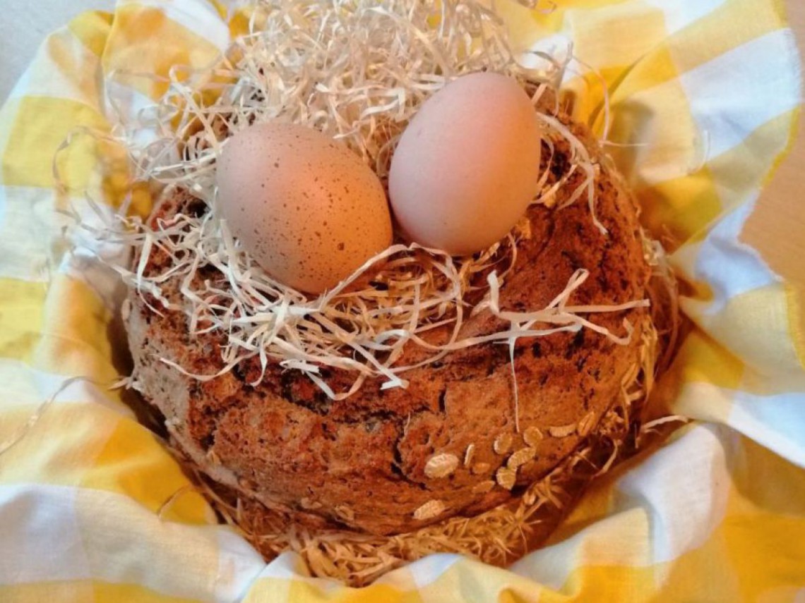 pikantes Osternest mit 2 Eiern im Nest