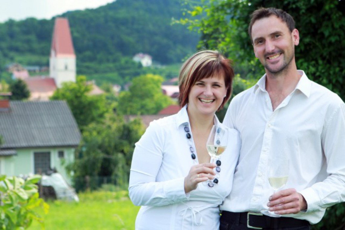 Ehepaar Müllner im Weingarten