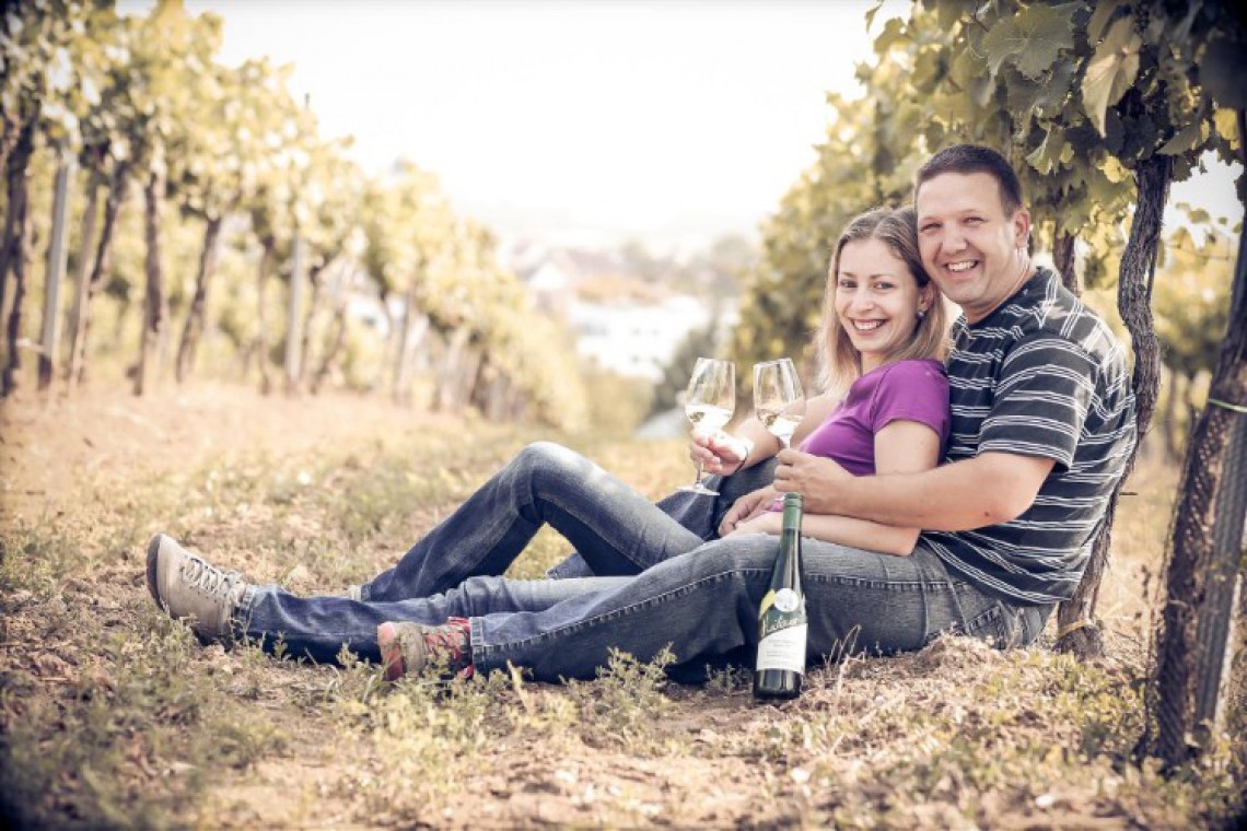 Familie Heilinger im Weingarten