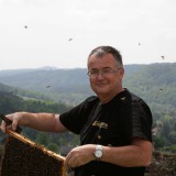 Bild anzeigen: Kampbiene, Imker Hubert Steiner mit Bienenwaben