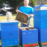 Bild anzeigen: Ronald Wurm mit Bienenstöcken