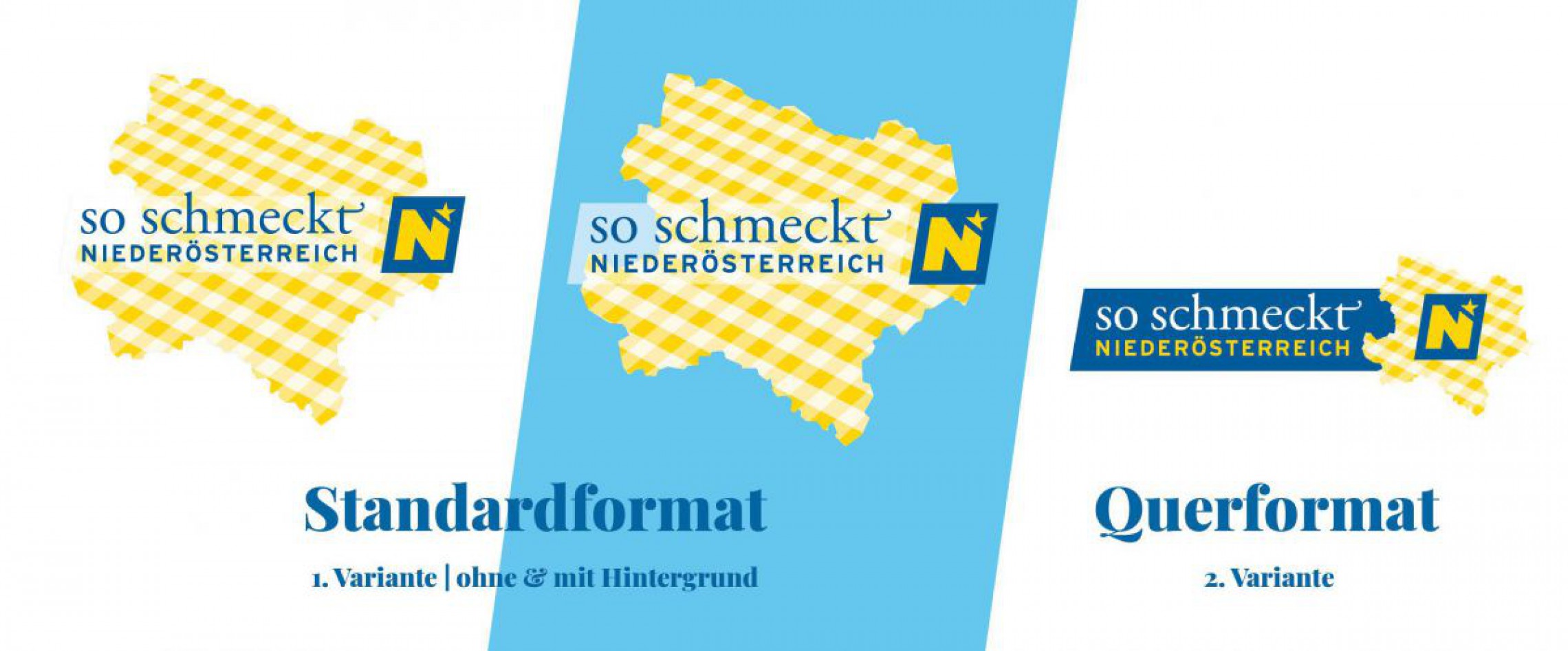 Neues So schmeckt Niederösterreich Logo in verschiedenen Varianten